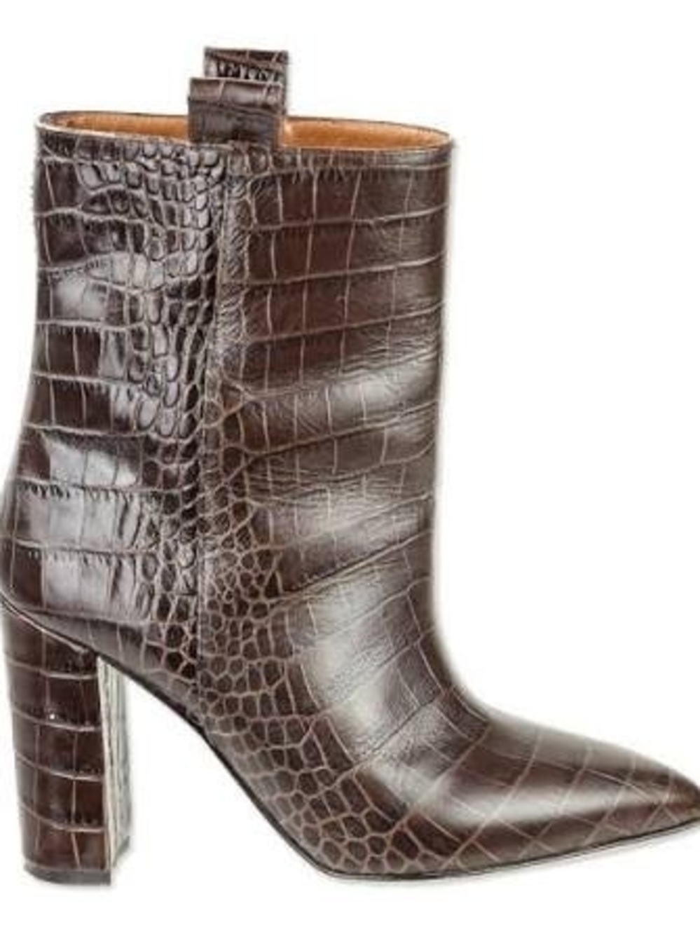 Paris Texas Brown Croc-Embossed Leather Ankle Boots